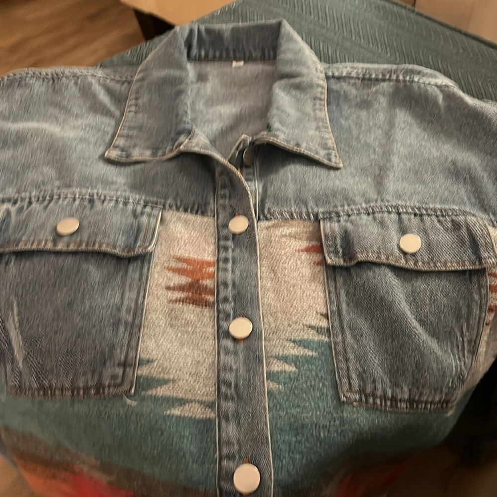 Aztec Jean jacket mixed media - Picture 5 of 6